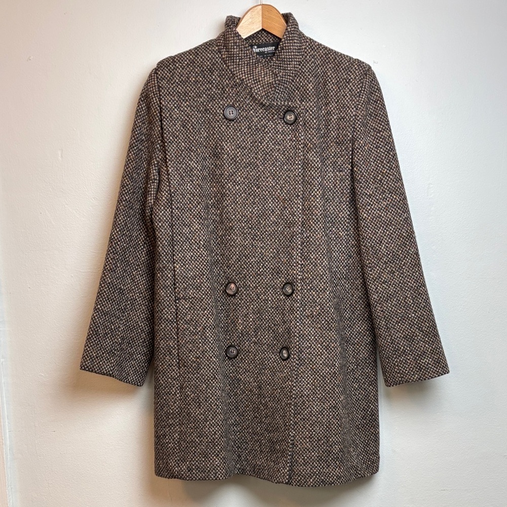 VTG 80s Forecaster Of Boston Women’s Size 8 Brown Herringbone Wool Blend Peacoat